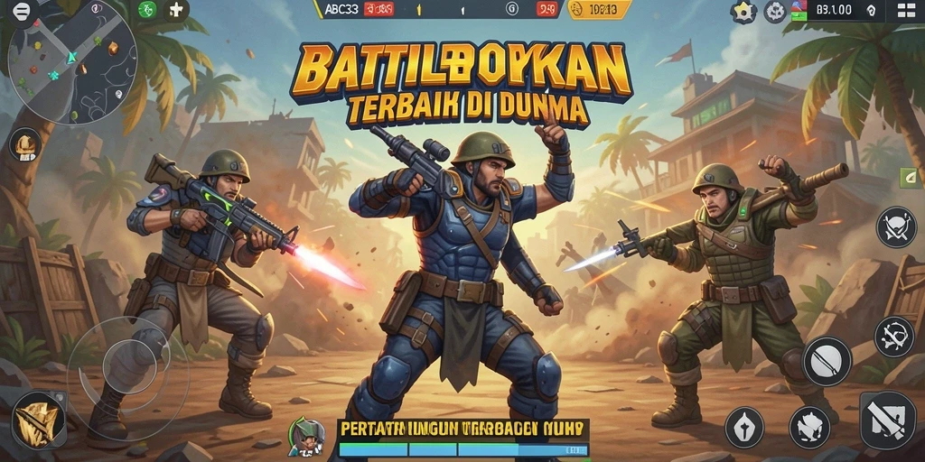 Tampilan gameplay seru dari ABC33 di medan pertempuran Battle Royale.