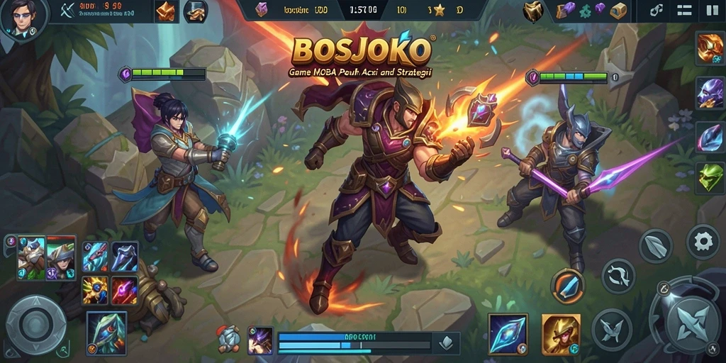 Gameplay seru dalam pertempuran tim di BOSJOKO.