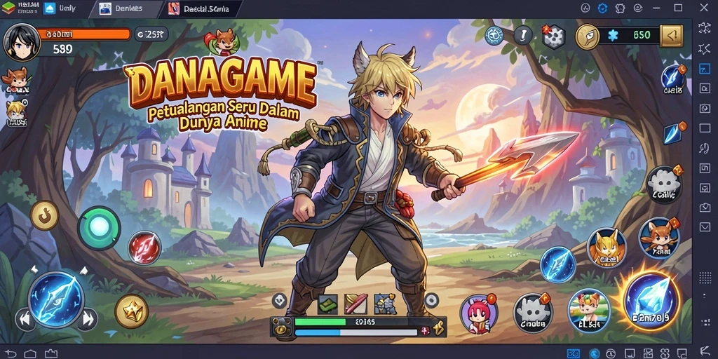 Tangkapan layar DANAGAME menampilkan pertarungan karakter Anime yang seru.