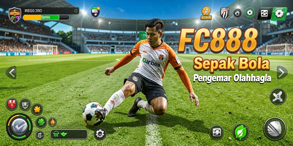 Menampilkan aksi seru di lapangan dari game FC888.
