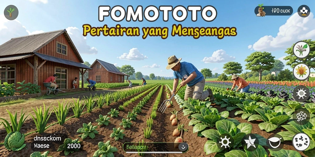 Tangkapan layar gameplay FOMOTOTO menampilkan aktivitas pertanian yang mengasyikkan.