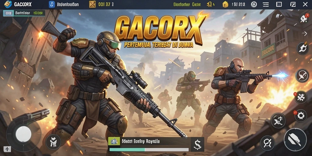 Gameplay seru GACORX di medan perang Battle Royale.