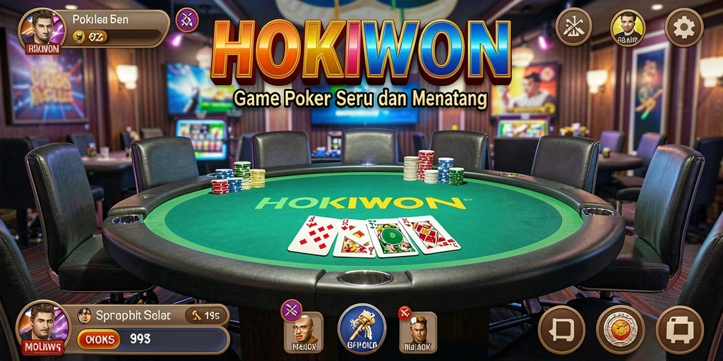 Screenshot HOKIWON menampilkan gameplay Poker yang menarik.