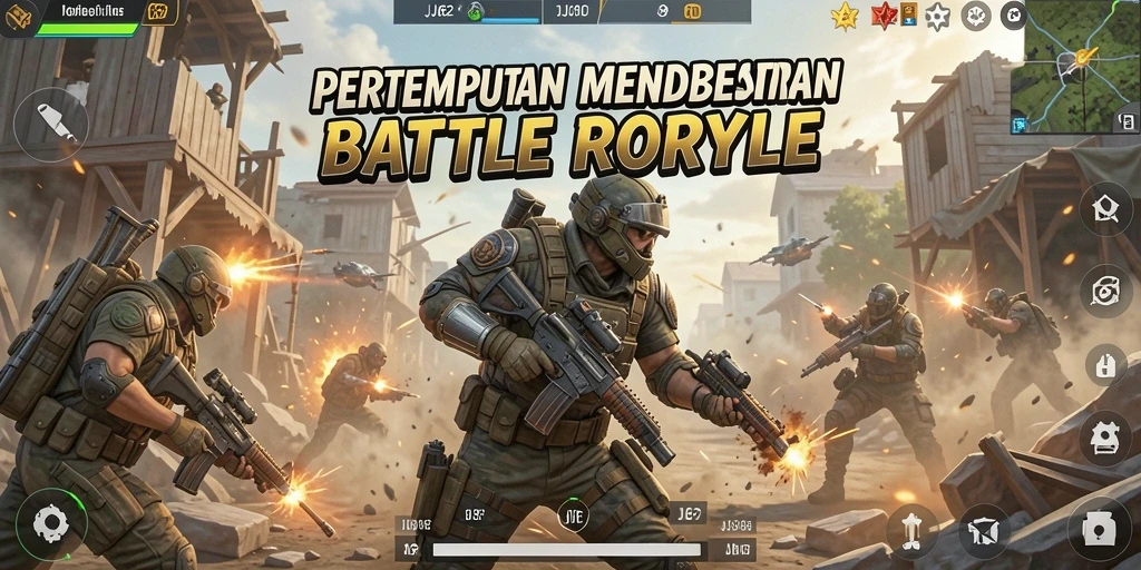 Menampilkan aksi intens dalam gameplay Battle Royale yang seru.