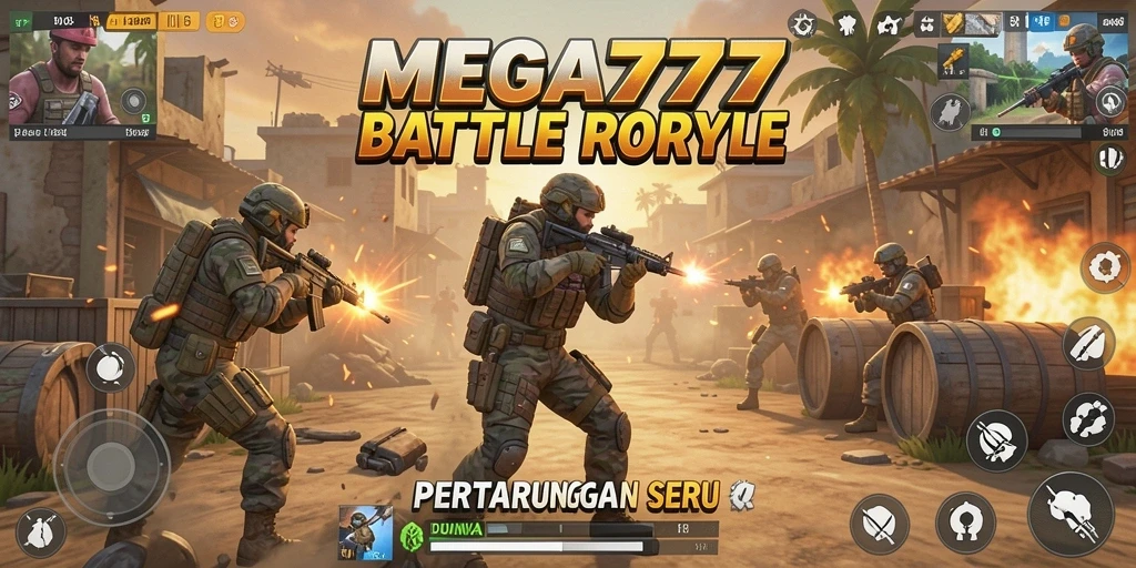 Tangkapan layar gameplay seru di dalam MEGA777 Battle Royale.