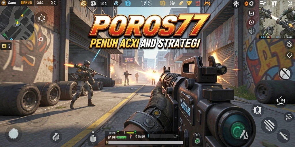 Screenshot gameplay POROS77 dengan aksi tembak-menembak yang mendebarkan.