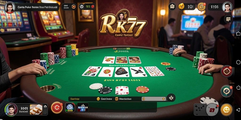 Tampilan menarik dari gameplay Poker di RK77, menghadirkan keseruan yang nyata.