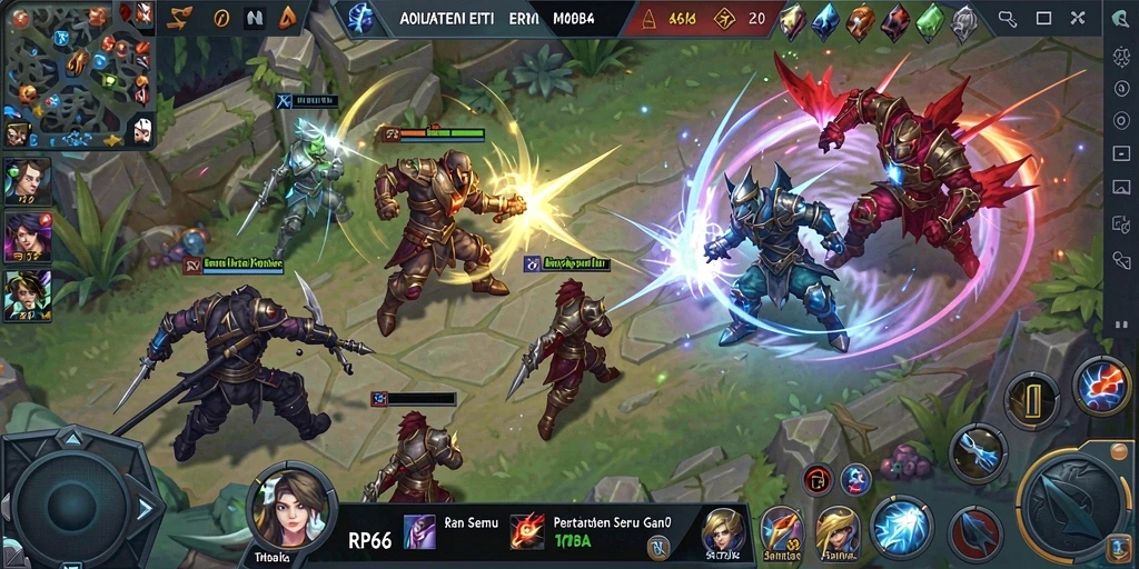 Screenshot gameplay RP66 menampilkan aksi pertarungan tim yang intens.