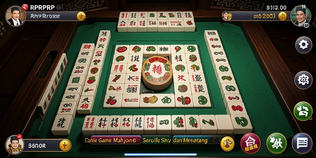 Screenshot utama gameplay RPRPRP yang menunjukkan keasyikan bermain Mahjong.