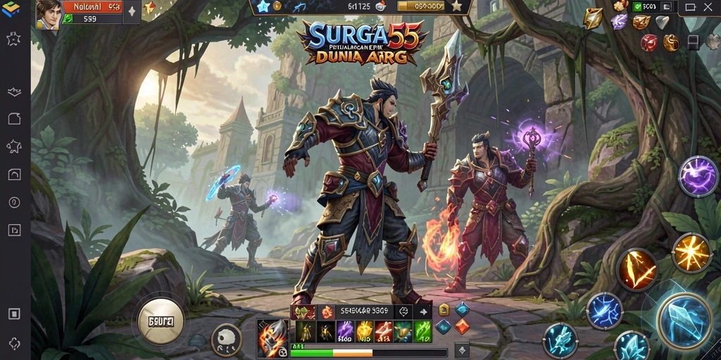 Tangkapan layar menampilkan aksi seru dalam gameplay ARPG SURGA55.