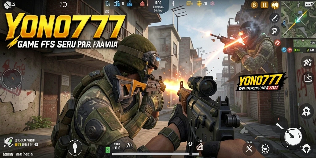 Screenshot gameplay YONO777 yang mendebarkan dalam pertempuran FPS.